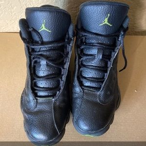 Jordan 13s (black and Altitude Green)